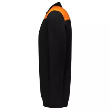 Polosweater bicolor naden zwart/oranje