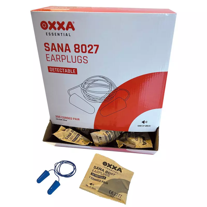Oordoppen OXXA Sana 8027 blauw met koord dispenser (doos à 200paar)