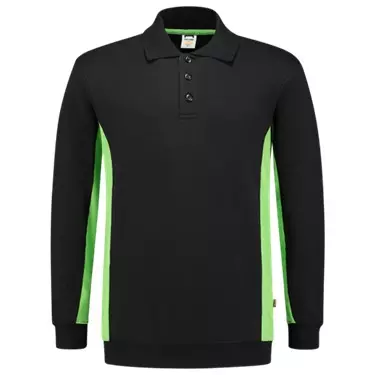 Polosweater Bicolor zwart/lime