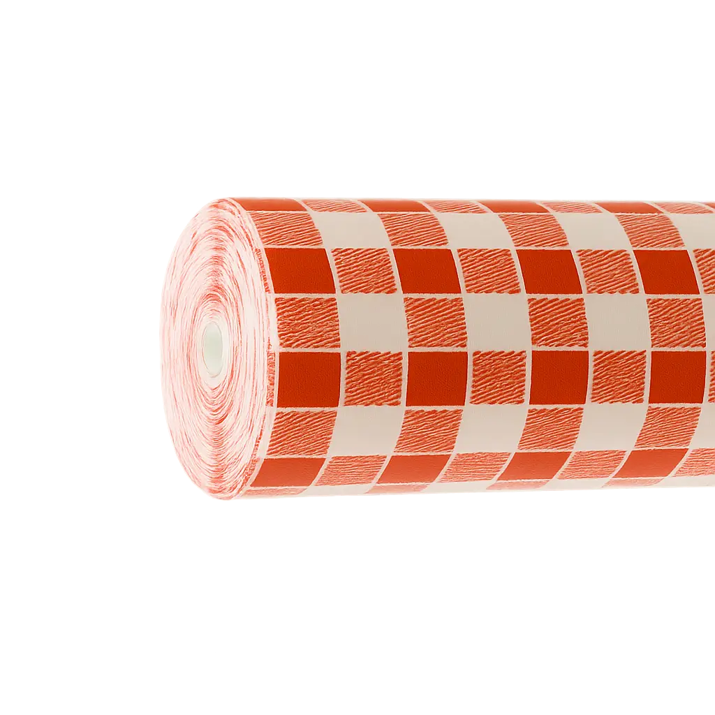 Damast Tafelkleed Papier 120cmx50m Rood/Wit Geblokt