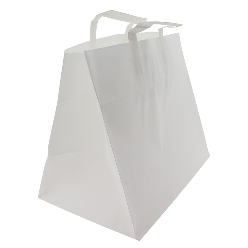 Draagtas papier 32x21x27cm wit 80gr gebleekt kraft (doos à 250st)