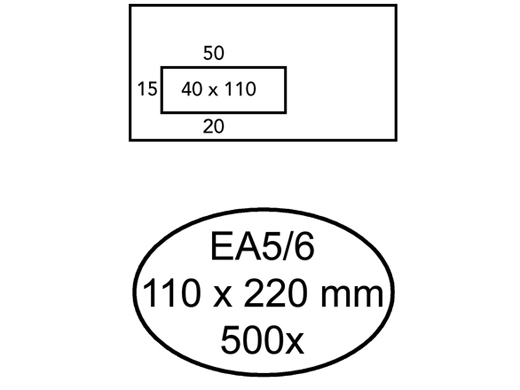 Envelop 110x220mm venster 4x11cm links zelfklevend