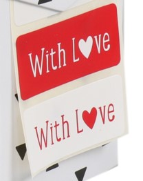 Etiket papier With love assorti 45x20 rood / wit