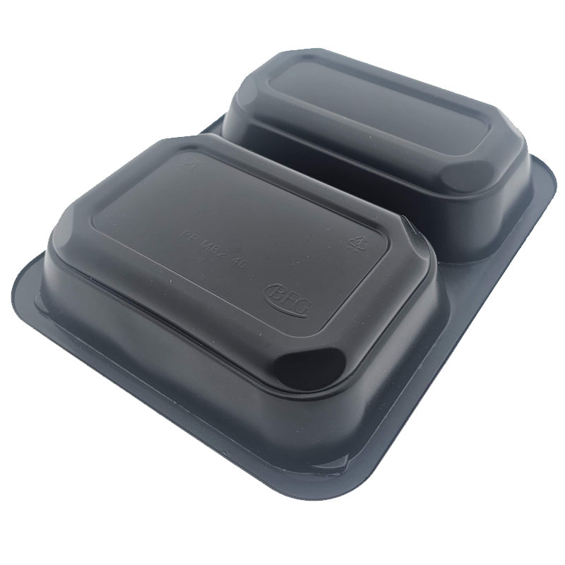 Menubak PP 2-vaks zwart 1500ml 227x178x50mm (doos à 300st)