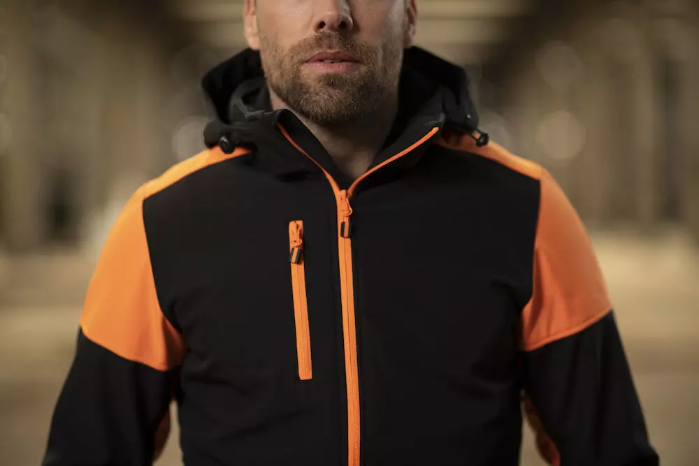Softshell jas heren Prime zwart/oranje Printer