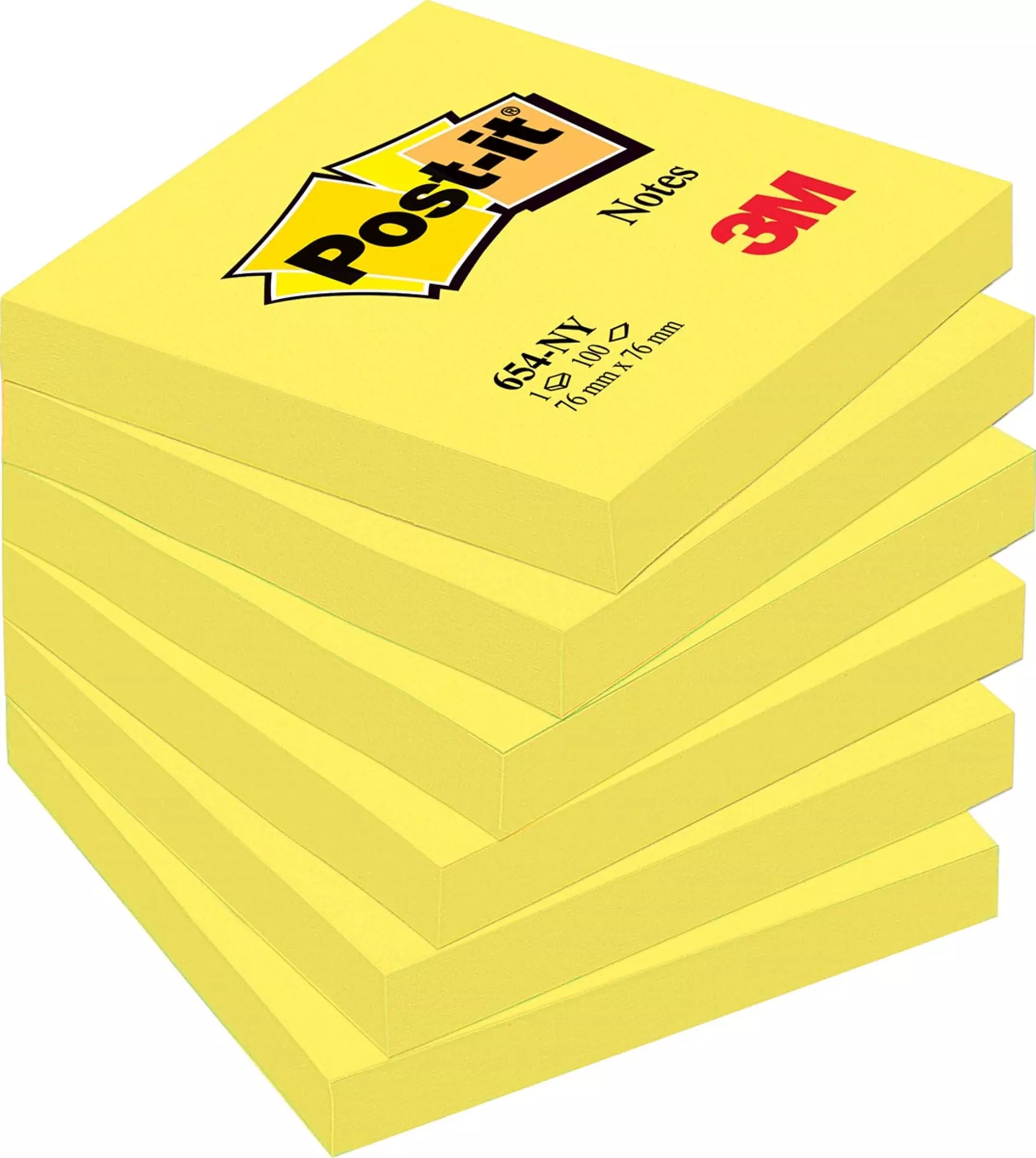Post-It Memoblok 76x76mm 100 vel Neongeel 6 stuks