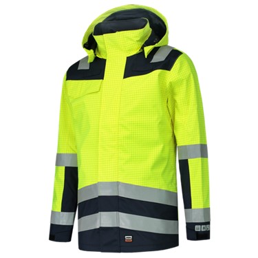 Parka multinorm bicolor fluorgeel/ inktblauw