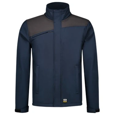 Softshell bicolor naden inktblauw/ donkergrijs