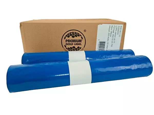Afvalzak LDPE 80x110xcm T60 37mu Blauw