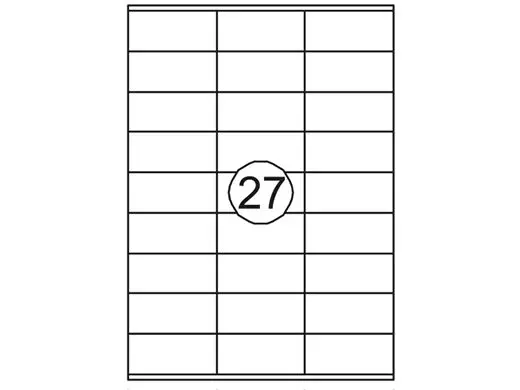 Etiket Laser/Kopieer 70x32mm Wit 27 Etiket/Vel 100 Vellen