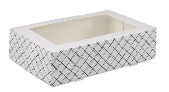 Gebaksdoos 190x125x50mm met PET venster Love to eat wit/zwart (doos à 200st)