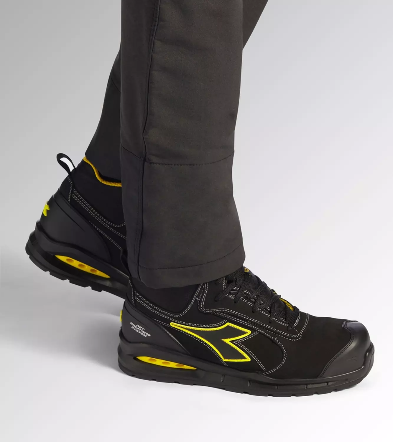 Diadora Run Net Airbox Mid S3 Werkschoen Zwart/Geel