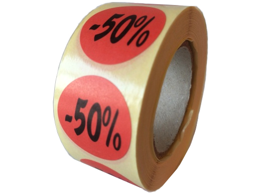 Etiket rond Ø26mm rood -50% (rol à 500st)