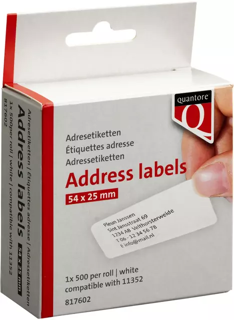 Quantore Label Etiket 54mmx25mm Wit 500 stuks