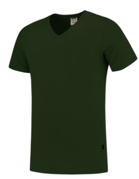 T-shirt V-hals fitted TFV-160 bottle green